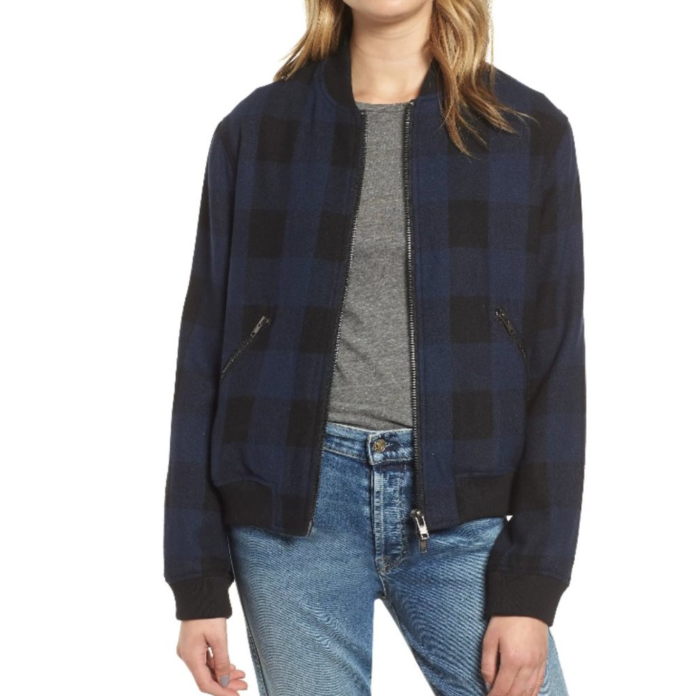 NWT RAILS Bolton Buffalo Check Wool Bomber Jacket
